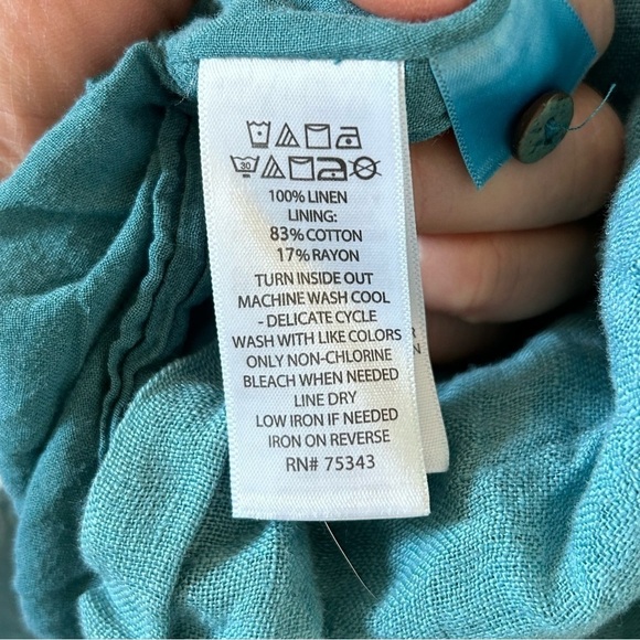 C&C California Lot of 2 Women’s Dress 100% Linen Small Pink Turquoise Summer - Picture 13 of 14